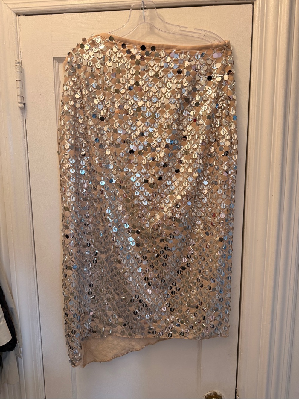 Zara Sequin-Embellished Beige Wrap Skirt size medium - Picture 2 of 4